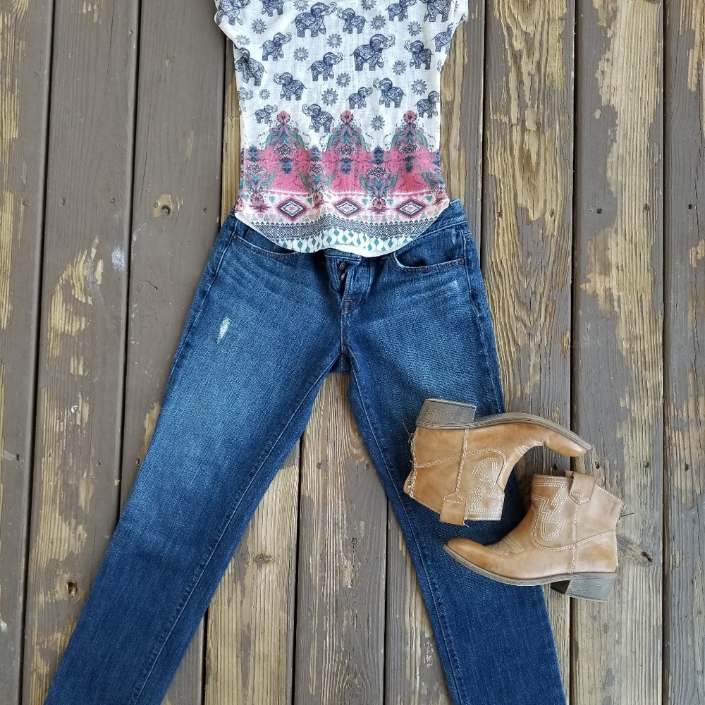 Dark wash Loft boyfriend jeans